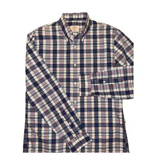 Brooks Brothers‎ Shirt Mens Medium Red Fleece Button Down Cotton Blue Teal Plaid